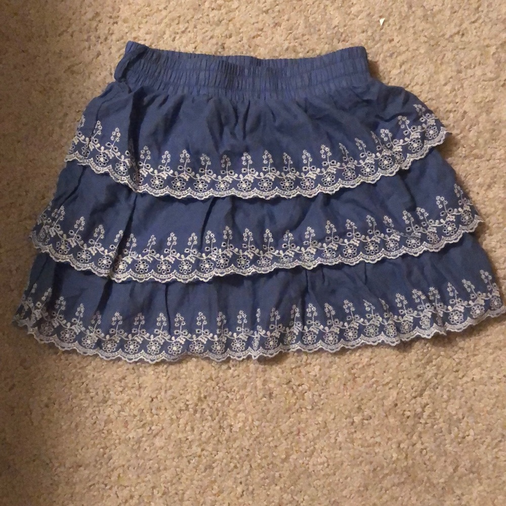 Blue and lace skirt with belt loops